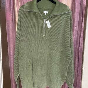 NWT Aerie Oversized Quarter-Zip Knit Sweater